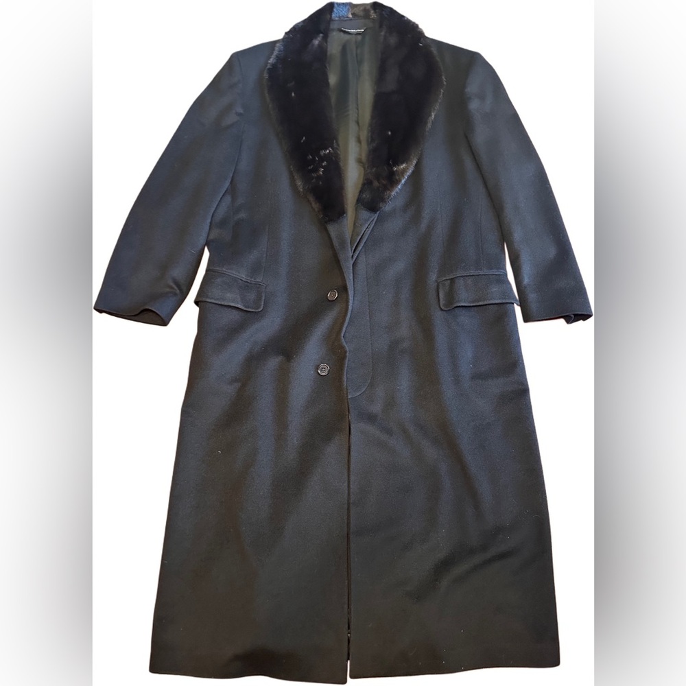 XL Men’s vintage Joseph Abboud cashmere dress coat with mink fur collar